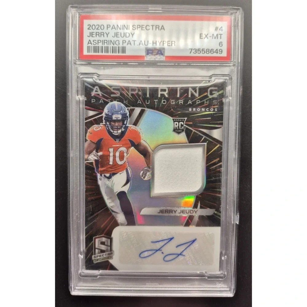 2020 Spectra Jerry Judy #4 Aspiring Patch Autographs Hyper /60 (RC) (AU)Broncos
